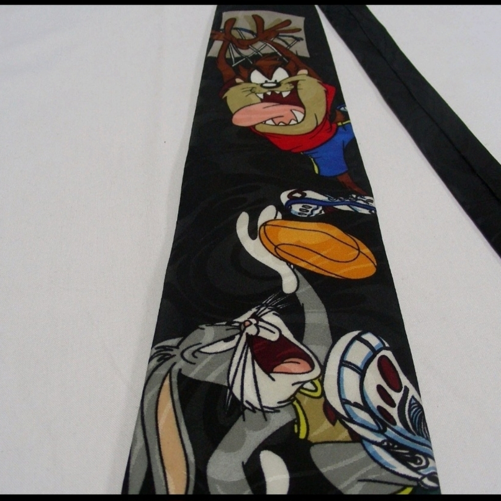 Warner Bros. Looney Tunes Mania Necktie with Colorful Text VINTAGE 1990'S